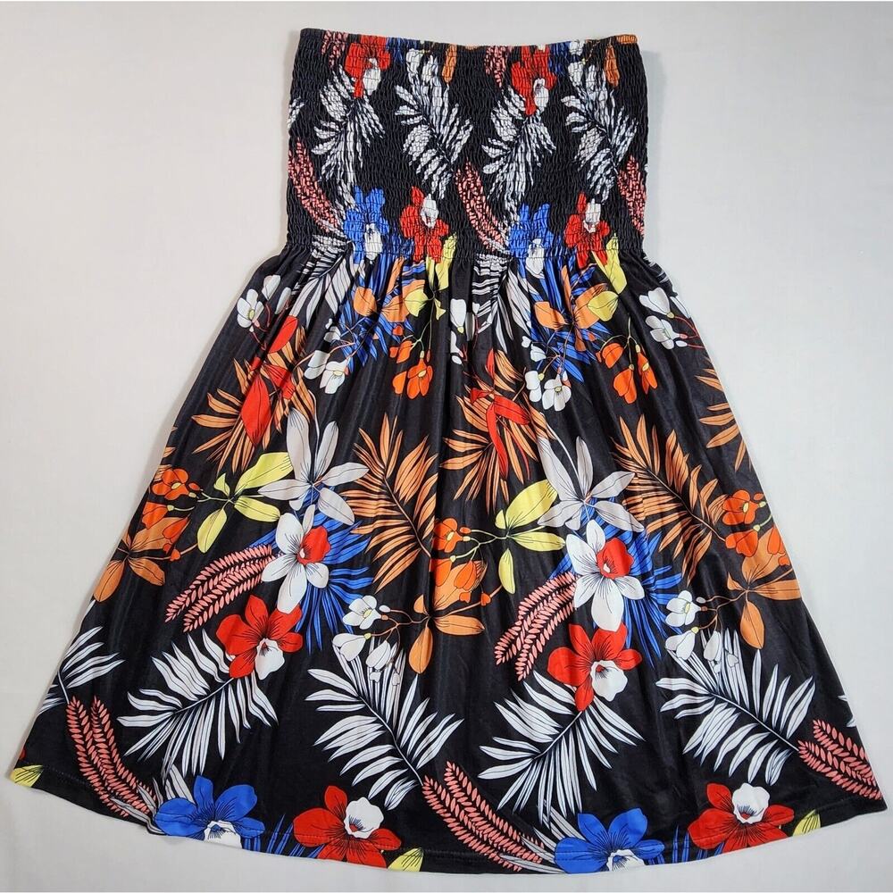 Sleeveless Boho Floral Print Sundress A Line Flowy Womens Size Medium Colorful